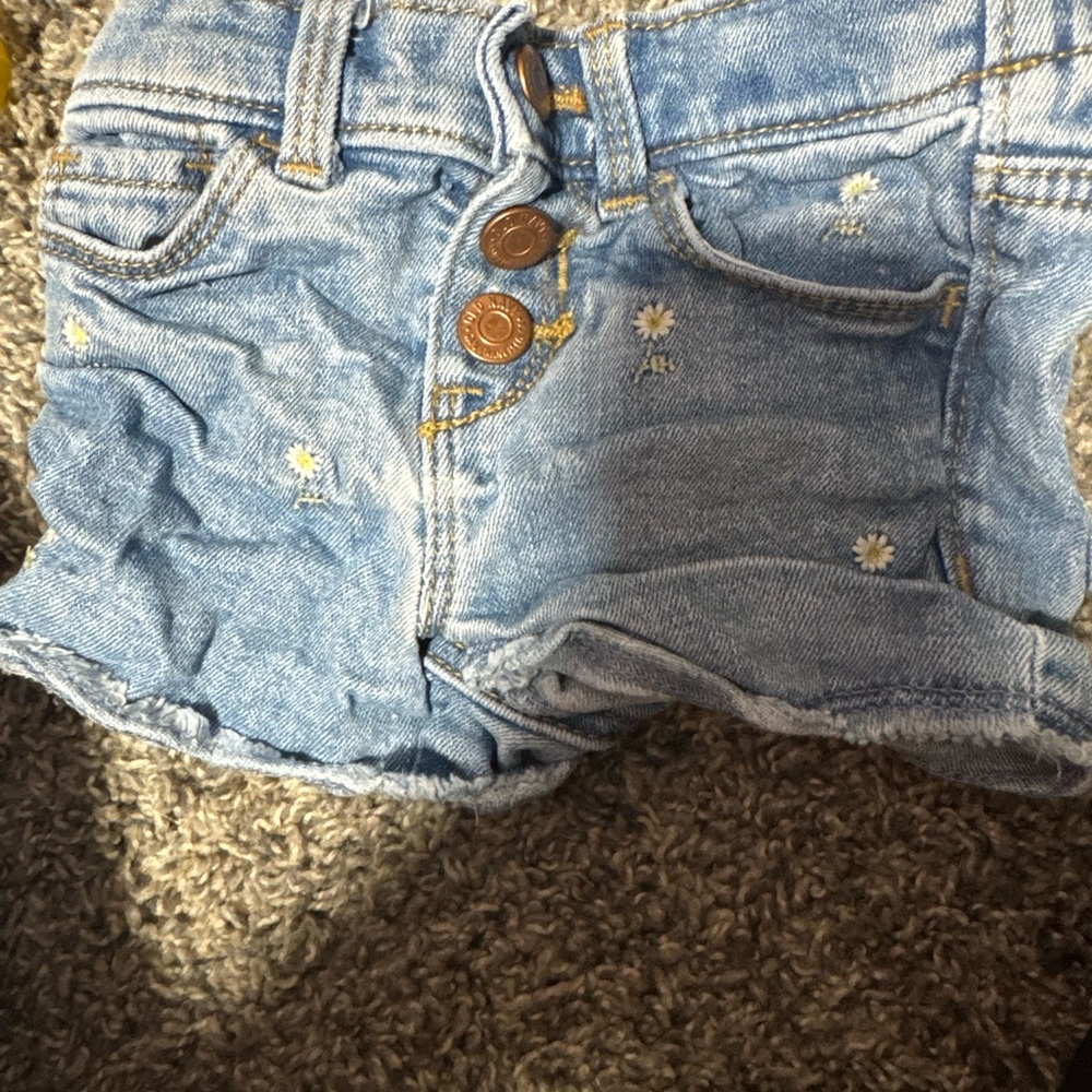 Old Navy Light Blue Denim Daisy Embroidered Girls' Shorts